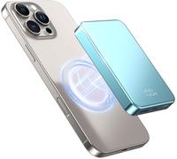 Portable Wireless Charger 10000mah 20w Aluminum Alloy Small Magnetic Battery Usb-C In&out Phone Charger For Iphone 16/15/14/13/12 Plus Pro Max Blue