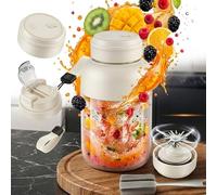 Portable Wireless Juicer Cup - 38-Blade Powerful Personal Blender for Smoothies, Shakes & Juice, Food-Safe Mini Smoothie Maker with USB Charging for Office, Travel, Gym, Sports (Blanc, 1300Ml)