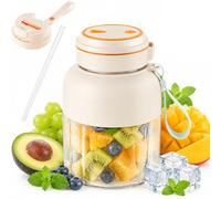Portable Wireless Juicer Cup, 44oz Personal Blender for Shakes and Smoothies, Rechargeable 38-Blade Portable Household Appliances Juicer with Dual Lid Travel Cup, Leakproof Handle (27oz,Beige)