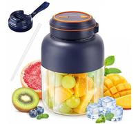 Portable Wireless Juicer Cup, 44oz Personal Blender for Shakes and Smoothies, Rechargeable 38-Blade Portable Household Appliances Juicer with Dual Lid Travel Cup, Leakproof Handle (27oz,Blue)