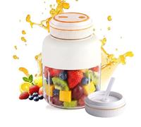 Portable Wireless Juicer Cup, Portable Electric Juicer Cup with 38 Blade, Dual Lid Leakproof, USB Rechargeable Blender for Shakes Fruits Vegetables Office Outdoor (White,800ML)