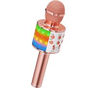 Portable Wireless Karaoke Microphone 4 in 1 Bluetooth Microphone with Dancing LED Lights,KTV Player Compatible with Android and iOS Devices for Party/Kids