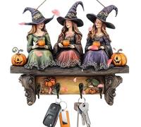 Portachiavi da parete Halloween - Supporto in legno con 4 ganci | Rastrelliera appendichiavi decorativa per ingresso appartamento, casa, ufficio, ideale come decorazione stagionale e