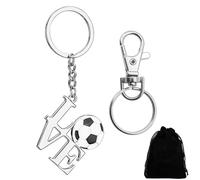 Portachiavi de football cadeau pour hommes et femmes - Porte-clés avec la lettre "LOVE" de football, Porte-clés décoration de football pour fans de sport, Porte-clés souvenir, Argenté, Taille unique