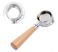 Portafilter expresso 58 mm avec poignée en bois massif et corps en acier inoxydable pour observation directe d'extraction compatible avec la plupart des cafetières (E)