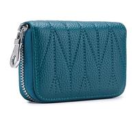 Portafoglio Donna in Pelle PU Portamonete Modello Squisito Blocco RFID, Portafoglio Grande Porta Carte Portacarte da Donna (Blu)