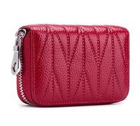 Portafoglio Donna in Pelle PU Portamonete Modello Squisito Blocco RFID, Portafoglio Grande Porta Carte Portacarte da Donna (Vino Rosso)