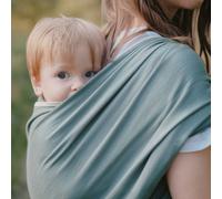 NéoBulle - Écharpe Sergé Brisé - Porte-Bébés Physiologique - Léger et Confortable, en Coton Bio - 100% Fabriqué en France - De 0 à 3-4 Ans - Vert Eucalyptus - 4,60 m