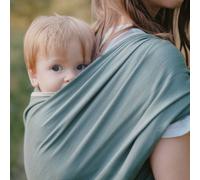 NéoBulle - Écharpe Sergé Brisé - Porte-Bébés Physiologique - Léger et Confortable, en Coton Bio - 100% Fabriqué en France - De 0 à 3-4 Ans - Vert Eucalyptus - 3,60 m