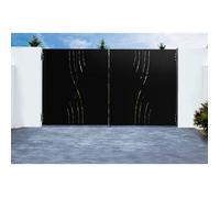 Casanoov Portail acier battant 3,5m NALI VELETA H.200cm noir mat