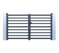 Portail aluminium ajouré ""Martin"" - 300 x 120 cm - Gris
