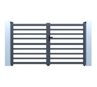 Portail aluminium ajouré ""Martin"" - 340 x 180 cm - Gris