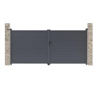Portail aluminium ""Marc"" - 349.5 x 155.9 cm - Gris