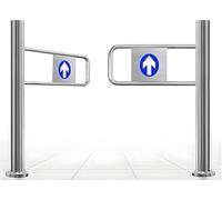 Portail battant à fermeture automatique à ressort - Barrière robuste en acier inoxydable pour entrées de supermarchés et de bibliothèques - Portail de contrôle d'accès avec fixation sur pote