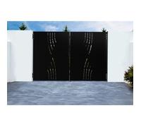 Casanoov Portail acier battant 3m NALI VELETA H.200cm noir mat