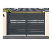 Casanoov Portail battant ajustable en largeur 3m VOGEL H.180cm alu gris