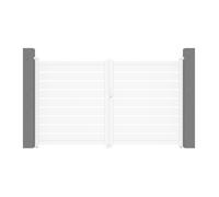 Vente-unique - Portail battant aluminium ajouré L305 x H180 cm blanc - PRIMO