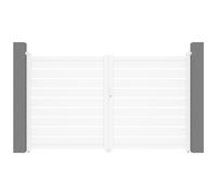 Portail battant aluminium ajouré L305 x H183 cm blanc - PRIMO