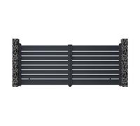 Portail battant aluminium ajouré L397 x H166 cm anthracite - PRIMO