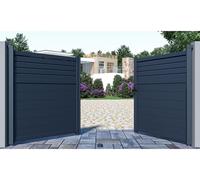 Portail battant aluminium persienné L305 x H166 cm anthracite - VIAZO