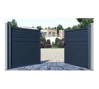 Portail battant aluminium persienné L305 x H166 cm anthracite - VIAZO