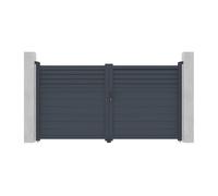 Portail battant aluminium persienné L305 x H166 cm anthracite - VIAZO