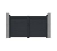 Portail battant aluminium persienné L305 x H181 cm anthracite - VIAZO