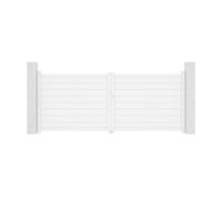 Portail battant aluminium plein 350 x 145 cm blanc mat - EIGER 3,5m design lames horizontales intimité renforcée ouverture large accès confortable compatible motorisation résistance vent 50 km/h