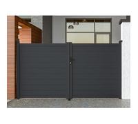 Portail battant aluminium plein L305 x H166 cm anthracite - NAZARIO
