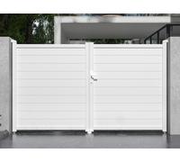 Portail battant aluminium plein L305 x H181 cm blanc - NAZARIO