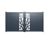 Portail battant aluminium semi ajouré à motifs L307 x H172 cm anthracite LABRIT II