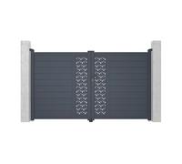 Portail battant aluminium semi plein à motifs L305 x H181 cm anthracite GREGOR