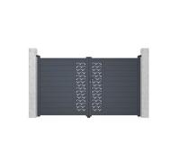 Portail battant aluminium semi plein à motifs L305 x H181 cm anthracite GREGOR