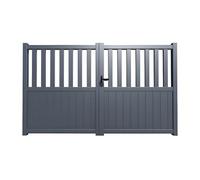 Vente-unique - Portail battant aluminium semi plein L321 x H148 cm anthracite TARNOS II