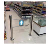 Portail battant automatique en acier inoxydable - Dispositif d'entrée/sortie unidirectionnel pour bibliothèques, magasins, centres commerciaux - Configurable gauche/droite - Conception durab