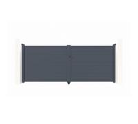 Casanoov Portail Battant EIGER 4 m 392 cm x 161 cm 6,3 m² Aluminium Gris Anthracite RAL 7016 Plein Sécurisé Intimité Jardin Extérieur Motorisable Résistant Corrosion Gonds Renforcés Inclus