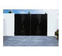 Casanoov Portail battant acier 3m NALI VELETA H.200cm noir mat