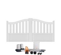 Portail battant électrique PVC largeur 300 cm x hauteur 146 cm semi ajouré BREST galbé - GEFRADIS - fabrication française