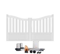 Portail battant électrique PVC largeur 350 cm x hauteur 146 cm semi ajouré BREST incurvé - GEFRADIS - fabrication française