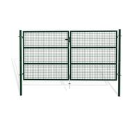 Casanoov Portail Grillage OLGA 3x1,5 m Vert Mousse - Portail Battant 2 Vantaux avec Poteaux Inclus - Acier Galvanisé - Résistant Intempéries et Anti-Corrosion - Kit Complet 285x150 cm