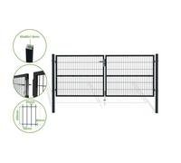 Casanoov Portail Grillage RAZO 3x1,2 m Gris Anthracite - Portail Battant 2 Vantaux avec Poteaux Inclus - Acier Galvanisé Robuste - Sécurisé, Durable et Anti-Corrosion - Kit Complet 285x120 cm
