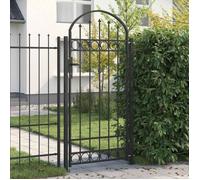 Portail battant Vidaxl en acier gris 200 x 88 x 14 cm - portillon incurvé, verrouillable, livré avec 3 clés