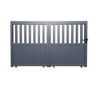 Portail coulissant aluminium ajouré TARNOS II - VENTE-UNIQUE - L343 x H140 cm - Gris anthracite - Motorisé