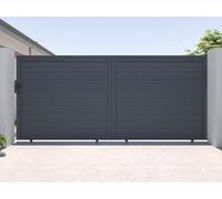 Portail coulissant aluminium persienné L416 x H180 cm anthracite - VIAZO