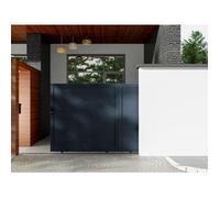Portail coulissant aluminium plein L374 x H180 cm anthracite - NAZARIO