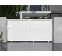 Portail coulissant aluminium plein L374 x H180 cm blanc - NAZARIO Blanc