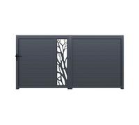 Portail coulissant aluminium semi ajouré à motifs L400 x H187 cm anthracite LABRIT II