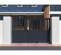 Portail coulissant aluminium semi ajouré L343 x H149 cm anthracite TARNOS II