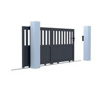 Portail coulissant aluminium semi ajouré L401 x H149 cm anthracite TARNOS II