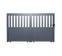 Portail coulissant aluminium semi ajouré - VENTE-UNIQUE - TARNOS II - Motorisé - Gris anthracite